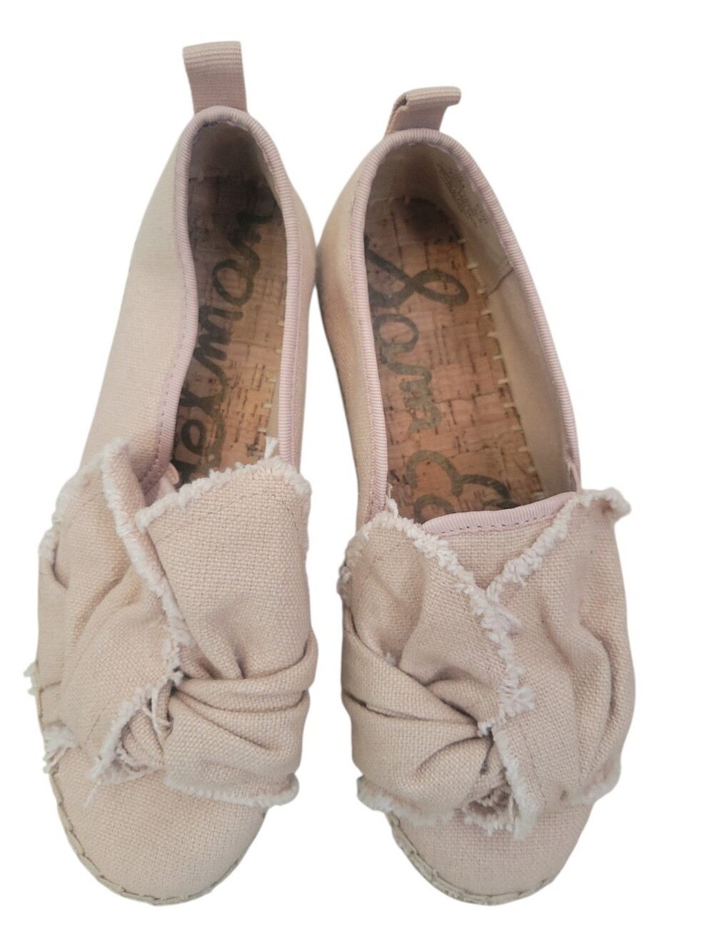 Sam Edelman Cabrera Bow Platform Espadrilles Blush Pink Canvas Shoes 7.5 - Picture 3 of 10